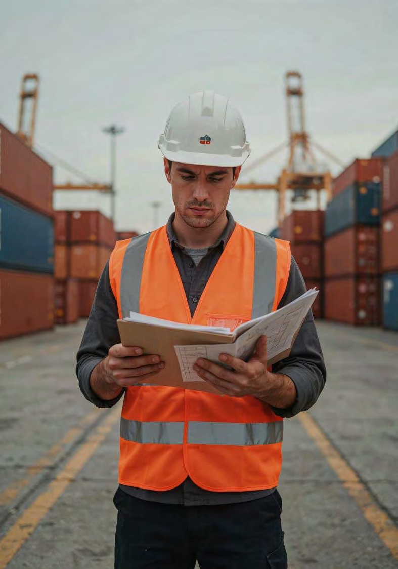 Technical inspector at a container terminal